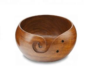 ชามไหมพรมวัวทำจากไม้ธรรมชาติพร้อมรูถักนิตติ้งที่เก็บของด้วยมือสำหรับอุปกรณ์ถักโครเชต์ - Product Image 3