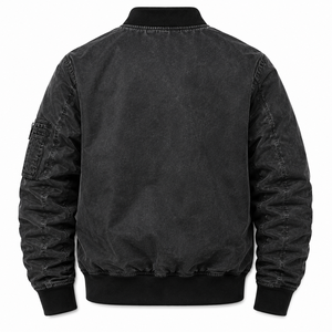 Men's Black Letterman Jacket <b>Covered</b> <b>Button</b> Closure Windproof Quick Dry Eco-Friendly Breathable Casual Outerwear 100% Polyester - Product Image 2
