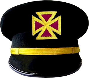Gorras de fatiga masónicas de primera calidad, de fieltro/terciopelo, duraderas, para sacerdotes, Arco Real, Capítulo, con bordado en blanco y dorado, MOQ bajo, OEM - Product Image 3