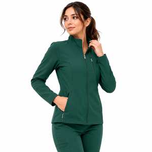 Chaqueta de Uniforme Médico Personalizable Ecológica para Mujer, de Lana Merino Verde, Tejida, con Cierre Completo y Bolsillo Frontal, Uniforme de Hospital de Alta Calidad - Product Image 1