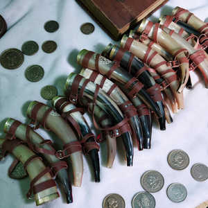 Handcarved Viking Ox Horn Authentic Blowing Horn with Leather Strap for Display and Use At Low Price - Product Image 2