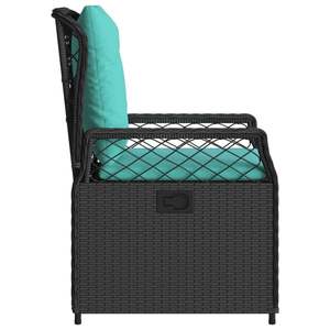 Sedia da giardino reclinabile di dimensioni standard in rattan PE nero - Product Image 6