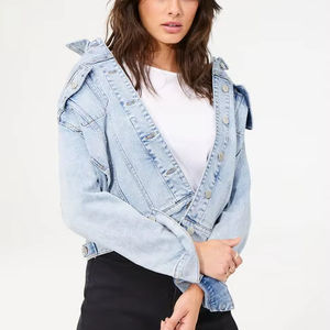 Chaqueta Vaquera para Mujer |   Ropa Casual de Calle con Botones de Poliéster/Algodón, Secado Rápido, Ecológica, Transpirable, para Primavera/Verano - Product Image 1