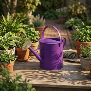 Arrosoir de jardin en métal avec revêtement en poudre violette, décoratif, pour plantes d'intérieur et d'extérieur, balcon, maison, jardin - Product Image 2