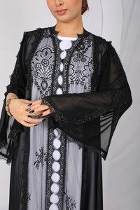 Elegante Abaya Larga de Encaje de Lujo, Diseño Único 2025, Fabricante Mayorista en China - Product Image 6