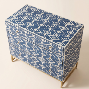 Bone Inlay <b>4</b> <b>Drawer</b> Chest Geometric Floral Bone Inlay Table Top With Best Quality Bone Inlay Bedroom <b>Storage</b> Chest - Product Image 3