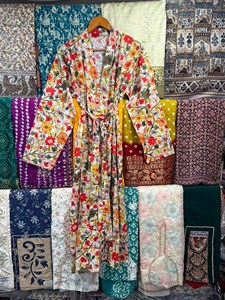 Floral Cotton Kimono <b>Robe</b> Oversized Kaftan Lounge Wear Vacation CoverUp New Print Kimono <b>Robe</b> - Product Image 5