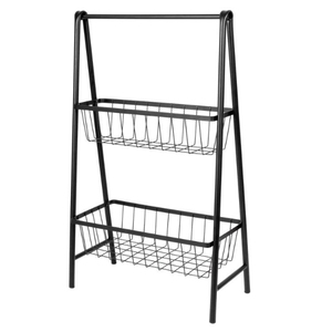 Cesta de Almacenamiento Metálica de 2 Niveles, Diseño Redondo, Color Negro, para Cocina, Exhibición de Artículos Diversos, Cesta Decorativa - Product Image 4
