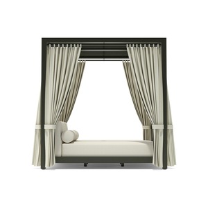 Modern Outdoor Canopy <b>Bed</b> with Steel Frame and Fabric Curtains for Patio Use - Product Image 4