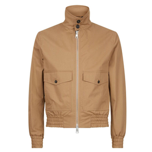 <b>Men's</b> <b>Khaki</b> Bomber Jacket Stand Collar Zipper Closure Windproof Casual Autumn Wear Polyester Cotton Blend Regular Fit - Product Image 1