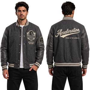 American Style Baseball Wool <b>Jacket</b> In Different Colors Wool Leather Sleeves Chenille Patch Letterman Stadium <b>Men</b> Varsity <b>Jacket</b> - Product Image 5