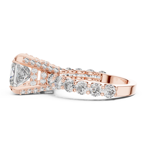 Bague de fiançailles de luxe en moissanite taille princesse, en alliage plaqué or 14 carats avec bande pavée, bijoux de mariée pour femme pour les fêtes - Product Image 1