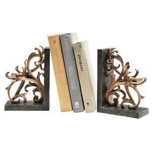 Sculptural Metal Bookends <b>Rustic</b> Design Irregular Pattern 2Pcs <b>Decorative</b> <b>Home</b> Office Desk Accessory - Product Image 3