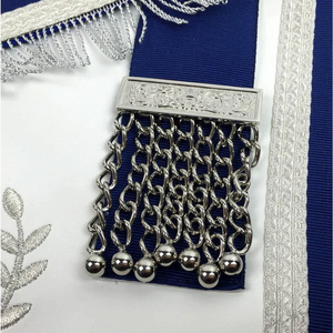 Delantales Masónicos Personalizados de Alta Calidad, Delantales Masónicos Bordados en Azul Rey y Plateado para Past Master de Logia Azul, Nuevos Delantales Masónicos Personalizados - Product Image 4