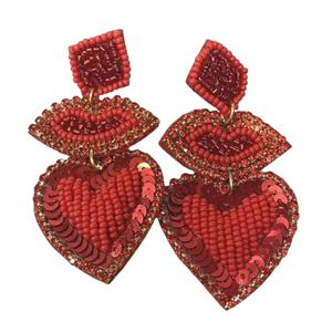 Cuentas de semillas hechas a mano, Pendientes colgantes, labios, forma de corazón, bordado de cuentas de moda, Multicolor elegante diseño, fiesta Unisex - Product Image 1