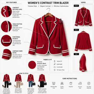 Heritage Masonic Regalia Greek Apparel Women Delta Red <b>Blazer</b> Breathable Stylish Outerwear With Single <b>Button</b> Contrast Color - Product Image 5