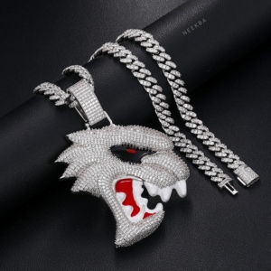 Pendentif Hellcat en Moissanite – Bijou Fait Main en Argent Sterling 925, Pendentif Hellcat Style Urbain – Pierres Moissanite Serties à la Main - Product Image 3