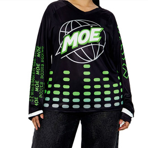 Jersey de Fútbol Americano Personalizable para Mujer, Manga Larga, Malla Transpirable, Estampado Gráfico, Corte Holgado, Proveedor OEM al por Mayor - Product Image 1