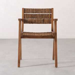 Chaise de salle à manger en teck massif de qualité supérieure, assise et dossier en corde tressée à la main, écologique, imperméable, moderne, durable, pour l'intérieur et l'extérieur - Product Image 2