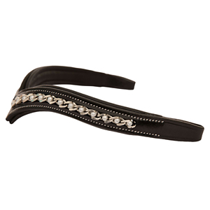 Équipement équestre personnalisé, frontale rembourrée en cuir indien avec cristaux de perles blanches en spirale fantaisie - Product Image 3
