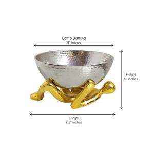 Bol de service en métal martelé avec support sculpté, décoratif pour fruits et collations, pour table à manger, cuisine, décoration intérieure - Product Image 5