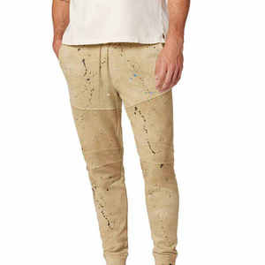 Pantalones deportivos casuales para hombre, transpirables, con efecto tie-dye, cintura alta, poliéster/algodón, para gimnasio, con logo impreso en silicona. - Product Image 1