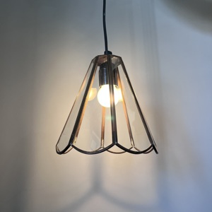 Industrial Geometric Pendant <b>Light</b> Metal <b>Cage</b> Glass Shade Bulb Tapper Shape Black Color Hanging LED Living Room Fixture White - Product Image 1