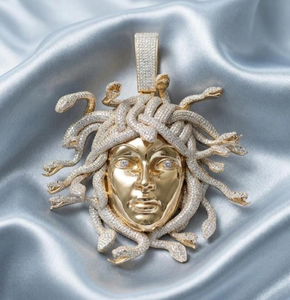 Gold Color Medusa Pendant Necklace Moissanite Charm Link Chain <b>Greek</b> Mythology <b>Jewelry</b> Gift - Product Image 1