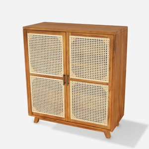 Mueble de diseño moderno con puerta de ratán, aparador, mesa consola para decoración del hogar. - Product Image 3