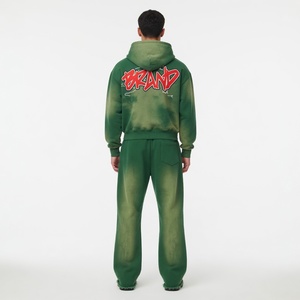 Conjunto deportivo unisex Glory Custom con lavado ácido, sudadera con capucha de cremallera completa y pantalones deportivos acampanados con impresión DTG premium. Elegante. - Product Image 6