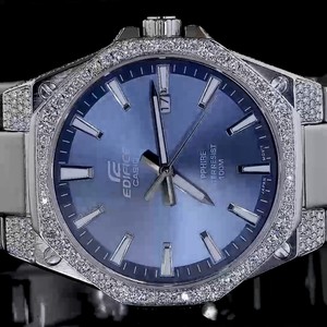 Montre unisexe de luxe avec diamants naturels, boîtier en acier inoxydable, cadran en verre bleu, mouvement mécanique automatique ETA, réserve de marche, 38 mm - Product Image 2