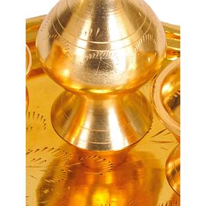 Handmade 5 Inches Brass Puja Thali Indian-Made <b>Party</b> <b>Tableware</b> & <b>Table</b> <b>Decorations</b> for Gifting - Product Image 2