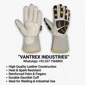 Guantes de Trabajo de Cuero Parflex, Puntas de Dedos Texturizadas Blancas Antideslizantes, Puño Recto, Guantes de Seguridad de Uso General - Product Image 6