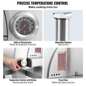 Four à pizza portable à double combustible 22 pouces pour l'extérieur, à granulés et gaz, avec roulettes faciles à déplacer, pierre en cordiérite épaissie, camping, jardin - Product Image 4