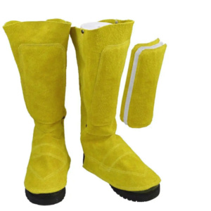 Guêtres de soudeur en cuir croûte de vachette haute performance, résistantes aux flammes, protections industrielles pour la sécurité au travail - Product Image 6