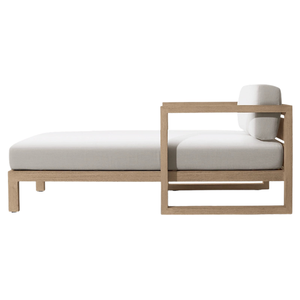 Tumbona de Madera de Teca Moderna con Reposabrazos, Diseño Limpio, Minimalista para Exteriores, Chaise Longue de Lujo para Patio y Piscina - Product Image 2