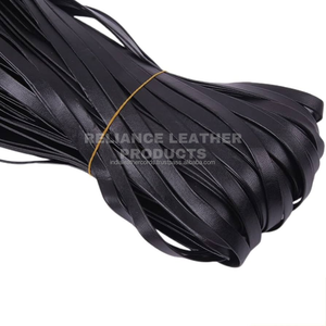 Eco Friendly 4mm Black Shine Flat <b>Leather</b> Cord for Jewelry Making DIY Craft - Product Image 2