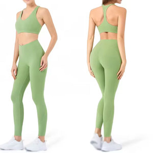 Conjunto de Yoga para Mujer, Último Estilo, MOQ Bajo, Venta Directa de Fábrica, Alta Calidad, Cintura Elástica Delantera, 2 Piezas, Spandex/Poliéster - Product Image 1