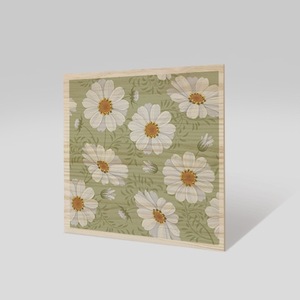 ศิลปะการตกแต่งแบบแขวนภาพวาดดอกไม้ดอกเบญจมาศสีเขียวอ่อนศิลปะผนังไม้สี่เหลี่ยม - Product Image 2