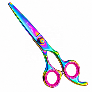 Ciseaux de coiffure MJW International avec vis réglable, finition multicolore, acier inoxydable, ciseaux de coupe de cheveux pour barbier - Product Image 1