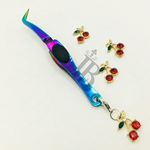 <b>Cherry</b> Style Tweezers Mink Eyelash Extension Tweezers Charm Tweezers Mink Smooth Handle Sustainable Eyelash Tweezers Logo Offer - Product Image 6