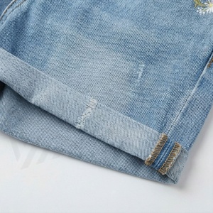 Heavy <b>Work</b> Casual Denim Shorts Colorful Floral Embroidery Womens Summer Loose <b>Jeans</b> High Quality Customized Color Wear - Product Image 6
