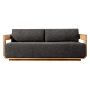 Modern Outdoor <b>Sofa</b> Solid Teak <b>Wood</b> Curved Frame Black Cushion Contemporary Style Patio Lounge Couch Luxury Garden Furniture - Product Image 6