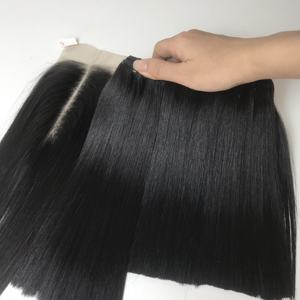 Extensiones de cabello humano virgen vietnamita cutícula alineada hueso recto Color Natural doble trama en Stock - Product Image 1