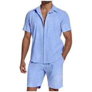 Conjunto de Camisa y Pantalones Cortos para Hombre, 2 en 1, con Logotipo Personalizado 2026, 100% Algodón, Talla Grande, Cuello Clásico, Manga Corta - Product Image 6