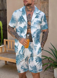 Ensembles courts d'été pour hommes, 2 pièces, manches courtes, tenue de plage, jogging, ensemble hawaïen pour hommes, ensemble t-shirt et short - Product Image 4