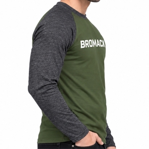 <b>Men</b> <b>T</b> <b>Shirt</b> Olive <b>Green</b> Body Contrast Sleeve Design Classic Crew Neck Long Sleeve Style Two Tone Design Custom Colors Custom - Product Image 3