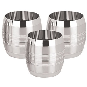 Ensemble de 3 verres en acier inoxydable de haute qualité, finition argentée, forme personnalisée, pour les fêtes - Product Image 1
