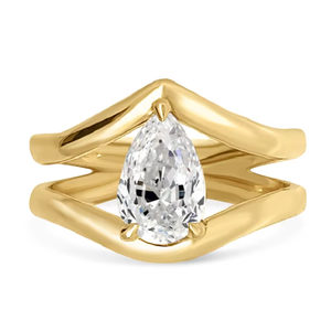 Vintage Pear Shape Lab Diamond <b>Split</b> Shank Engagement <b>Ring</b> 14K Yellow Gold for Certified Unique Design Latest Diamond - Product Image 6