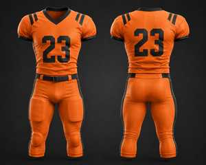 Uniforme de Fútbol Americano Personalizado, Jersey Sublimado Naranja y Negro y Pantalones Acolchados, Ropa Deportiva Ajustada para Hombre, Todas las Temporadas - Product Image 1